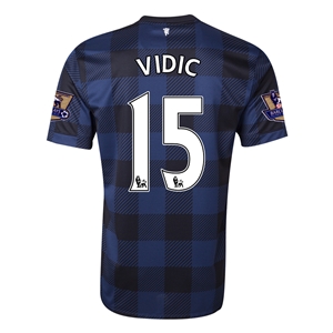 13-14 Manchester United #15 VIDIC Away Black Jersey Shirt - Click Image to Close